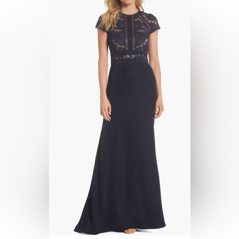 Tadashi Shoji Navy Lace Maxi Dress